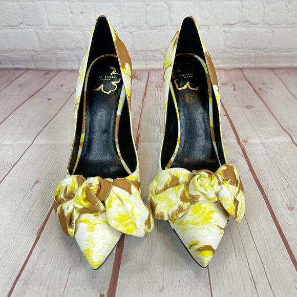 Ted Baker London Ryama Tapestry Bow Pointed Toe Pump Heels Women’s Size 8.5 - Picture 6 of 10
